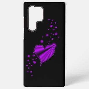 Funda Para Samsung Galaxy S22 Ultra Corazón de arcoiris morado con estrellas en negro