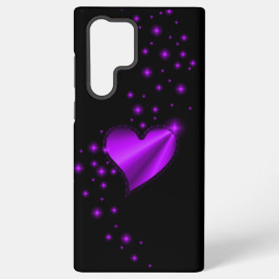 Funda Para Samsung Galaxy S22 Ultra Corazón de arcoiris morado con estrellas en negro