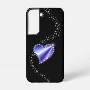 Funda Para Samsung Galaxy S22 Corazón de arcoiris morado con estrellas en negro
