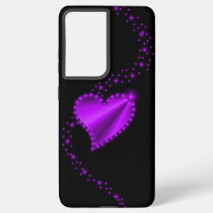 Funda Para Samsung Galaxy S21+ Corazón de arcoiris morado con estrellas en negro