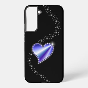 Funda Para Samsung Galaxy S22+ Corazón de arcoiris morado con estrellas en negro