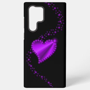 Funda Para Samsung Galaxy S22 Ultra Corazón de Arcoíris Púrpura con Estrellas