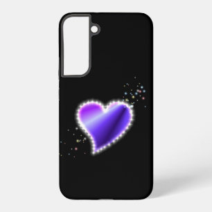 Funda Para Samsung Galaxy S22+ Corazón de Arcoíris Púrpura con Estrellas sobre ne