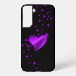 Funda Para Samsung Galaxy S22+ Corazón de Arcoíris Púrpura con Estrellas sobre ne