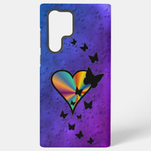 Funda Para Samsung Galaxy S22 Ultra Corazón de Arcoíris y Mariposa