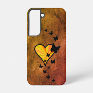 Funda Para Samsung Galaxy S22 Corazón de Arcoíris y Mariposa
