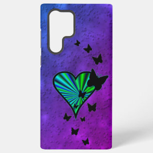 Funda Para Samsung Galaxy S22 Ultra Corazón de Arcoíris y Mariposa