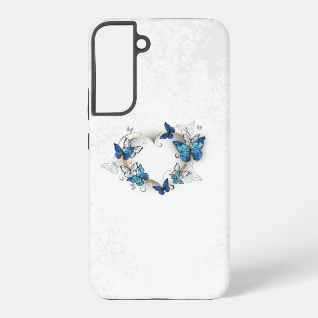 Funda Para Samsung Galaxy Corazón de joyas con mariposas Morfo (Reverso )