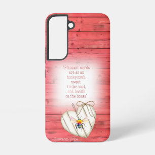 Funda Para Samsung Galaxy S22 Corazón de Madera Roja Falsa de Moda Arcoíris Abej