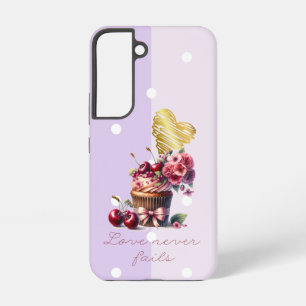 Funda Para Samsung Galaxy S22 Corazón de magdalena floral de lunares religiosos 