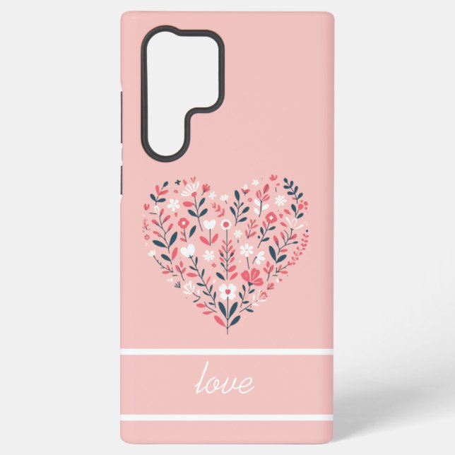 Funda Para Samsung Galaxy Corazón floral de San Valentín (Reverso )