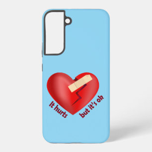 Funda Para Samsung Galaxy S22+ Corazón roto curado con parche y cita de vida