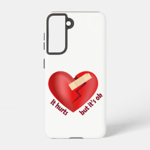 Funda Para Samsung Galaxy S21 Corazón roto sanado con parche y cita de vida