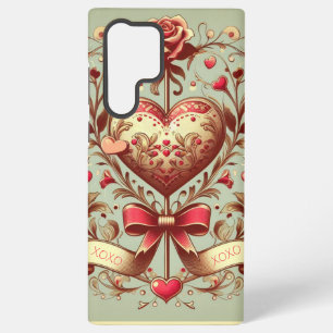 Funda Para Samsung Galaxy S22 Ultra Corazón vintage día de San Valentín xoxo