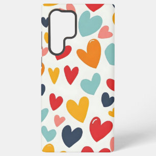 Funda Para Samsung Galaxy S22 Ultra Corazones Adorables y Coloridos Doodle Romántico