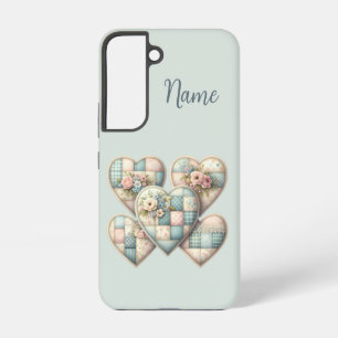 Funda Para Samsung Galaxy S22 Corazones de Patchwork Cottagecore Pastel
