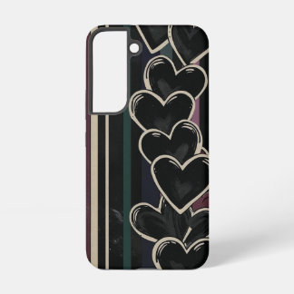 Funda Para Samsung Galaxy S22 Corazones Dibujados a Mano y Franjas de Arcoíris M