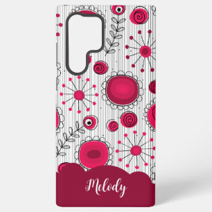 Funda Para Samsung Galaxy S22 Ultra Corazones florales flores blancas rojas caprichosa