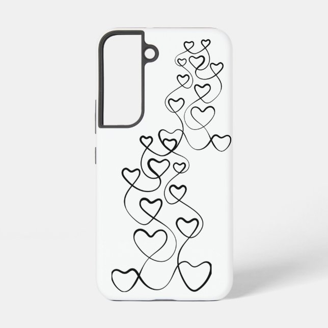 Funda Para Samsung Galaxy Corazones negros unidos en blanco (Reverso )