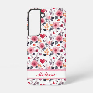 Funda Para Samsung Galaxy S22 Corazones rosados y rosas