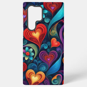 Funda Para Samsung Galaxy S22 Ultra Corazones y flores multicolores