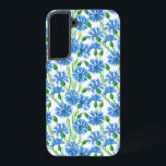Funda Para Samsung Galaxy S22  Cornflores de color azul, flores silvestres en bla<br><div class="desc">Cornflores pintadas con acuarelas en papel y luego el patrón hecho en Photoshop.</div>