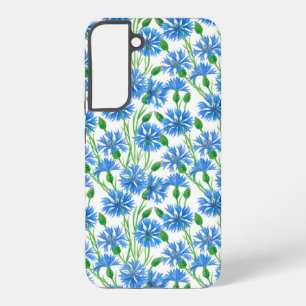 Funda Para Samsung Galaxy S22+ Cornflores de color azul, flores silvestres en bla