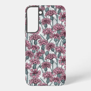 Funda Para Samsung Galaxy S22+ Cornflores rosas, flores silvestres en blanco