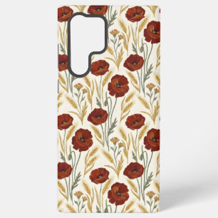 Funda Para Samsung Galaxy S22 Ultra Cosecha de amapola rústica – Flor silvestre roja v