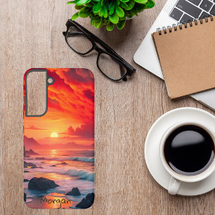 Funda Para Samsung Galaxy S22+ Costa de puesta de sol ardiente personalizada – Ac
