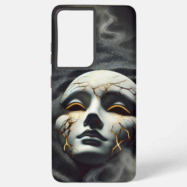 Funda Para Samsung Galaxy Cracked Porcelain Mask Dark Galaxy S21 Ultra case (Reverso )