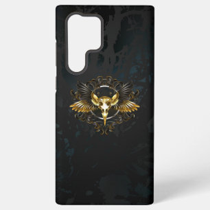 Funda Para Samsung Galaxy S22 Ultra Cráneo de pájaro dorado sobre fondo negro