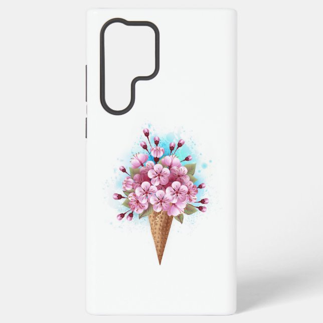 Funda Para Samsung Galaxy Crema rosa de hielo Sakura Waffle Cone (Reverso )