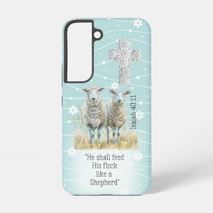 Funda Para Samsung Galaxy S22 Cruce de la Biblia de Ovejas Florales Azul Girona