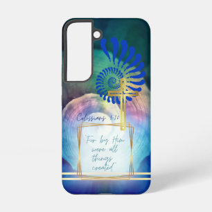 Funda Para Samsung Galaxy S22 Cruz dorada Nautilus azul Mauve Fe trendy