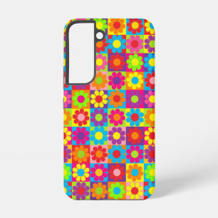Funda Para Samsung Galaxy S22 Cuadrados de energía de flor pop