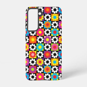 Funda Para Samsung Galaxy S21 Cuadrados de energía de flor pop