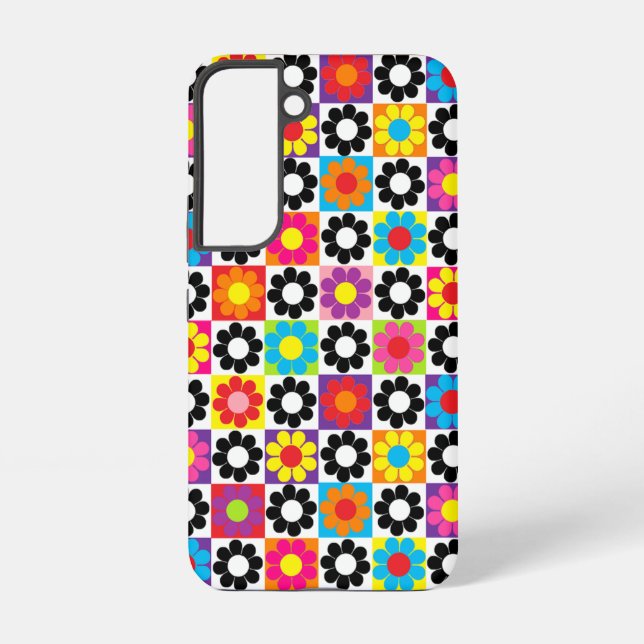 Funda Para Samsung Galaxy Cuadrados de energía de flor pop (Reverso )