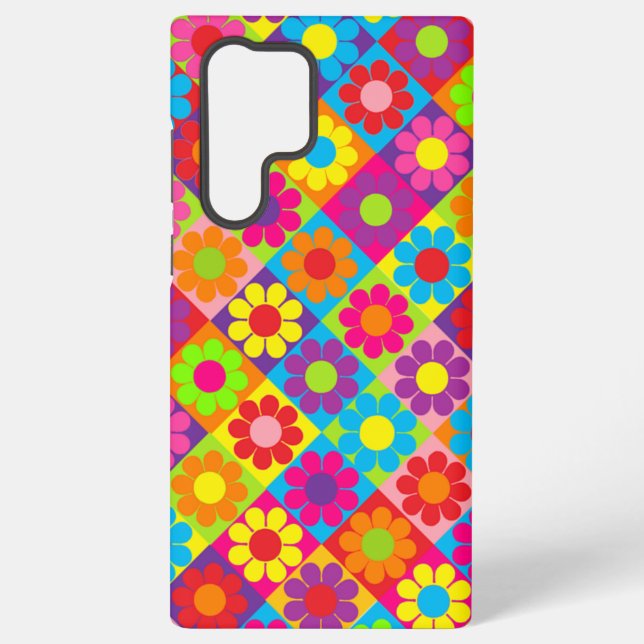 Funda Para Samsung Galaxy Cuadrados de poder de flor pop (Reverso )