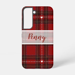 Funda Para Samsung Galaxy S22 Cuadrícula de Corazón Rojo