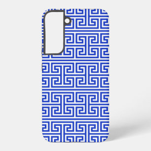 Funda Para Samsung Galaxy S22+ Cuadrícula H de la clave del meandro griega Azul