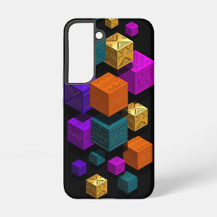 Funda Para Samsung Galaxy S22 Cubos tribales flotantes - 3D isométrico dorado te
