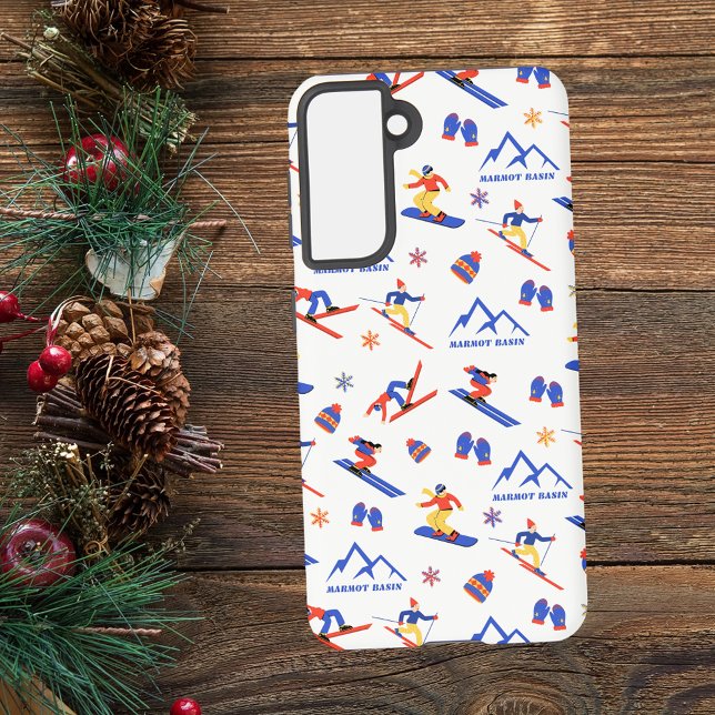 Funda Para Samsung Galaxy Cuenca Marmot Patrón de snowboard en Alberta (Marmot Basin Alberta ski snowboard winter snow vacation christmas holidays samsung phone case)