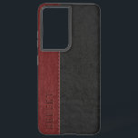 Funda Para Samsung Galaxy S21  Cuero vintage negro y rojo oscuro de cuero vintage<br><div class="desc">Elegante imagen de masculino negro y rojo oscuro de estilo de piel de imitación de imitación con monograma de personalizable.</div>