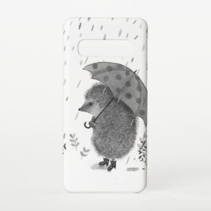 Funda Para Samsung Galaxy S10 Cuidada acuarela Hedgehog Rainy Day Whimsical