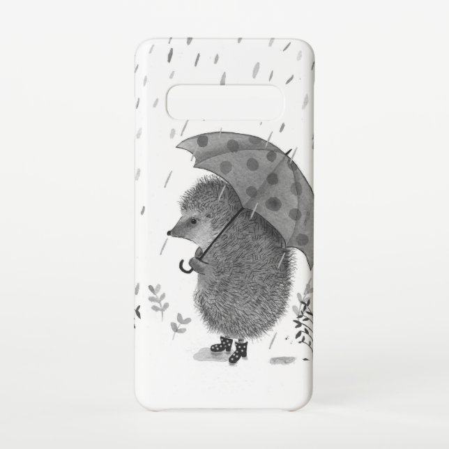 Funda Para Samsung Galaxy Cuidada acuarela Hedgehog Rainy Day Whimsical (Reverso)