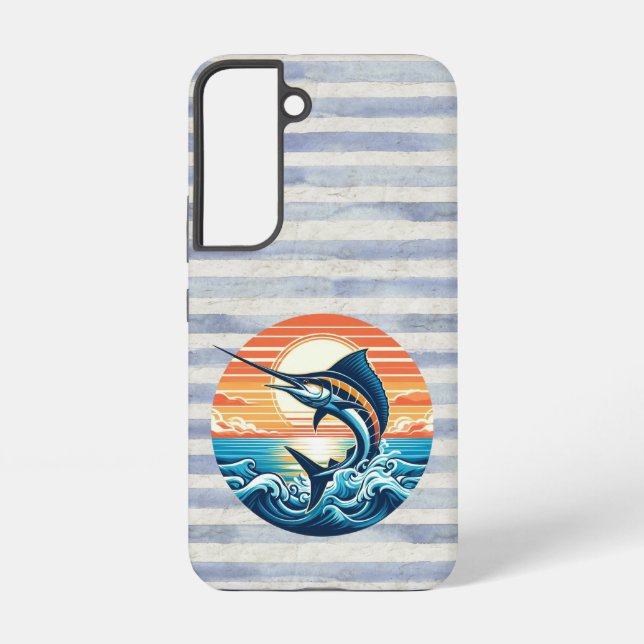 Funda Para Samsung Galaxy Custom Coastal/nautical/beach marlin sunset (Reverso )