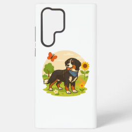 Funda Para Samsung Galaxy S22 Ultra Cute Bernese Mountain Dog with Sunflower & Butterf