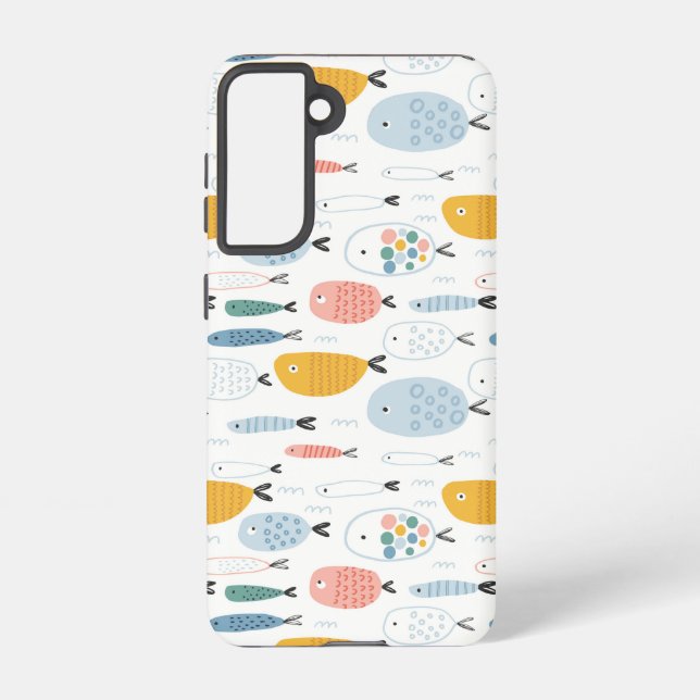 Funda Para Samsung Galaxy Cute Doodle School of Fish Pattern (Reverso )