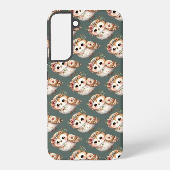 Funda Para Samsung Galaxy Cute Floral Owl with Bow (Reverso )